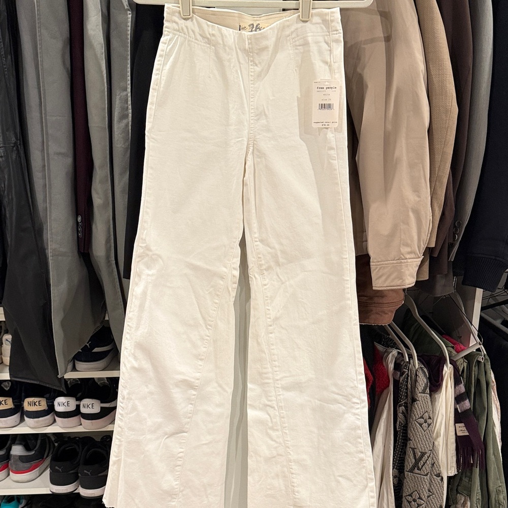 Free People White Wide Leg Pants